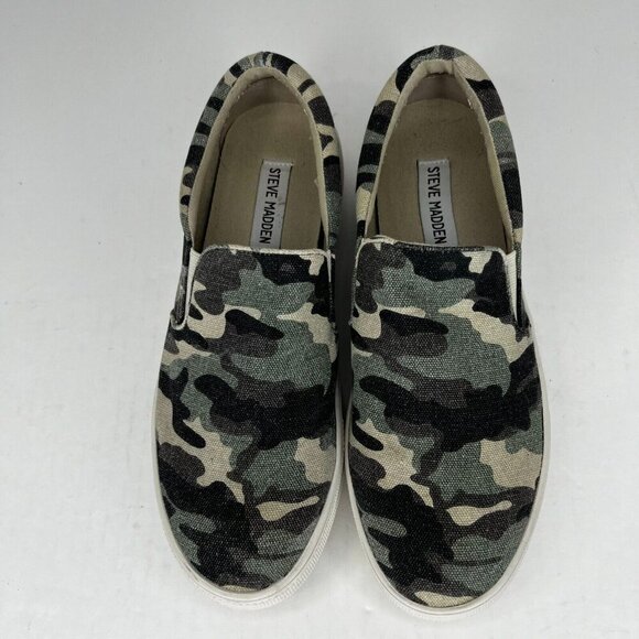 Steve Madden Womens Gills Camo Platform Fabric Size 7.5M Slip-On Sneakers - Picture 4 of 10